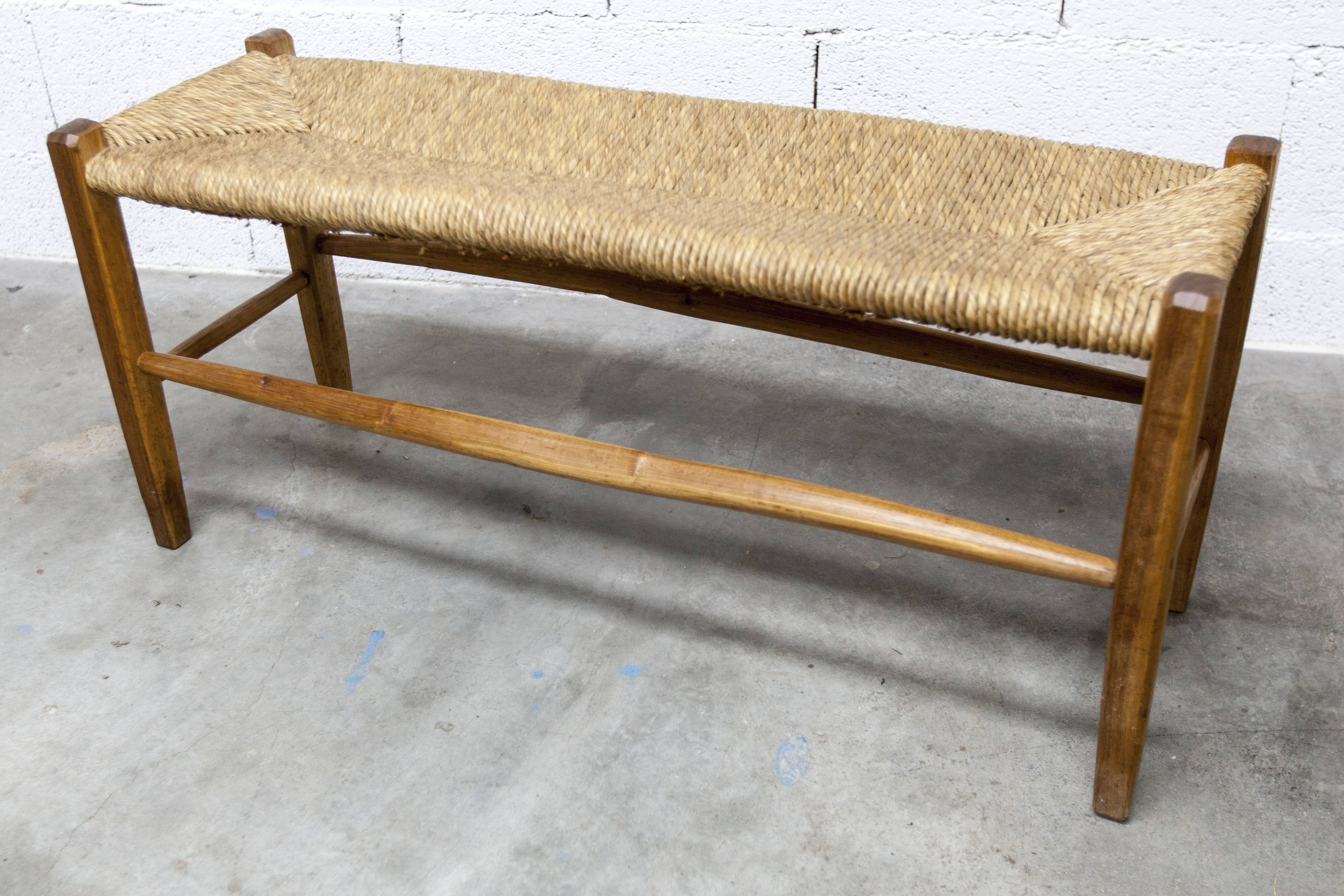 Rustic artisanal brutalist bench 1960 93cm