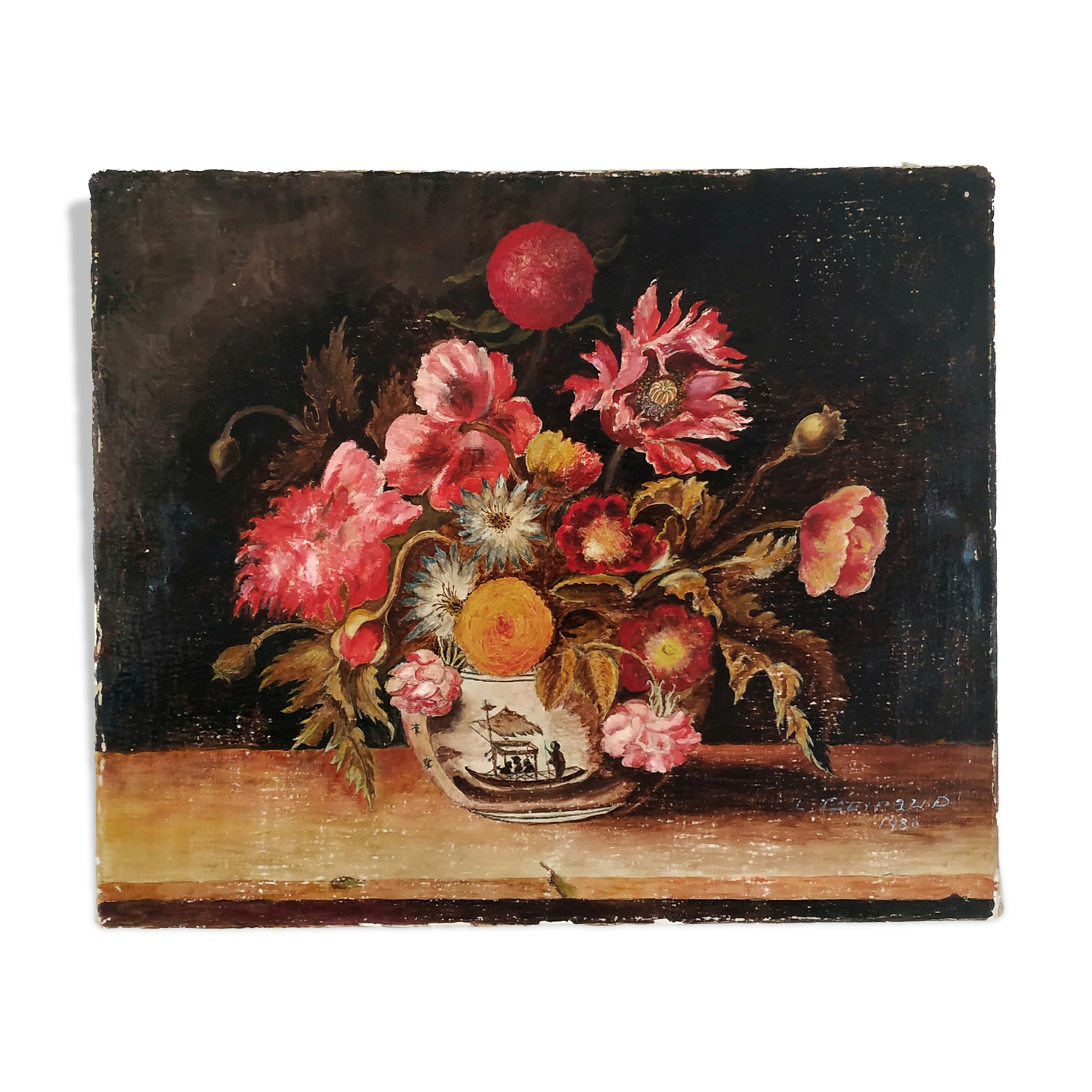 Ancient painting "flowers in a vase of china"