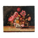 Tableau ancien "fleurs dans un vase de chine"