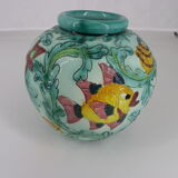 vase ball with fish ceramic cerart Monaco see signature