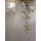 Glass Clear and Gold Chandelier With Flowers and Leaves