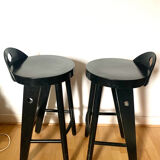 Pair of black designer stools by Baumann