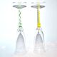 Murano set of 2 yellow green filigree glass champagne flutes