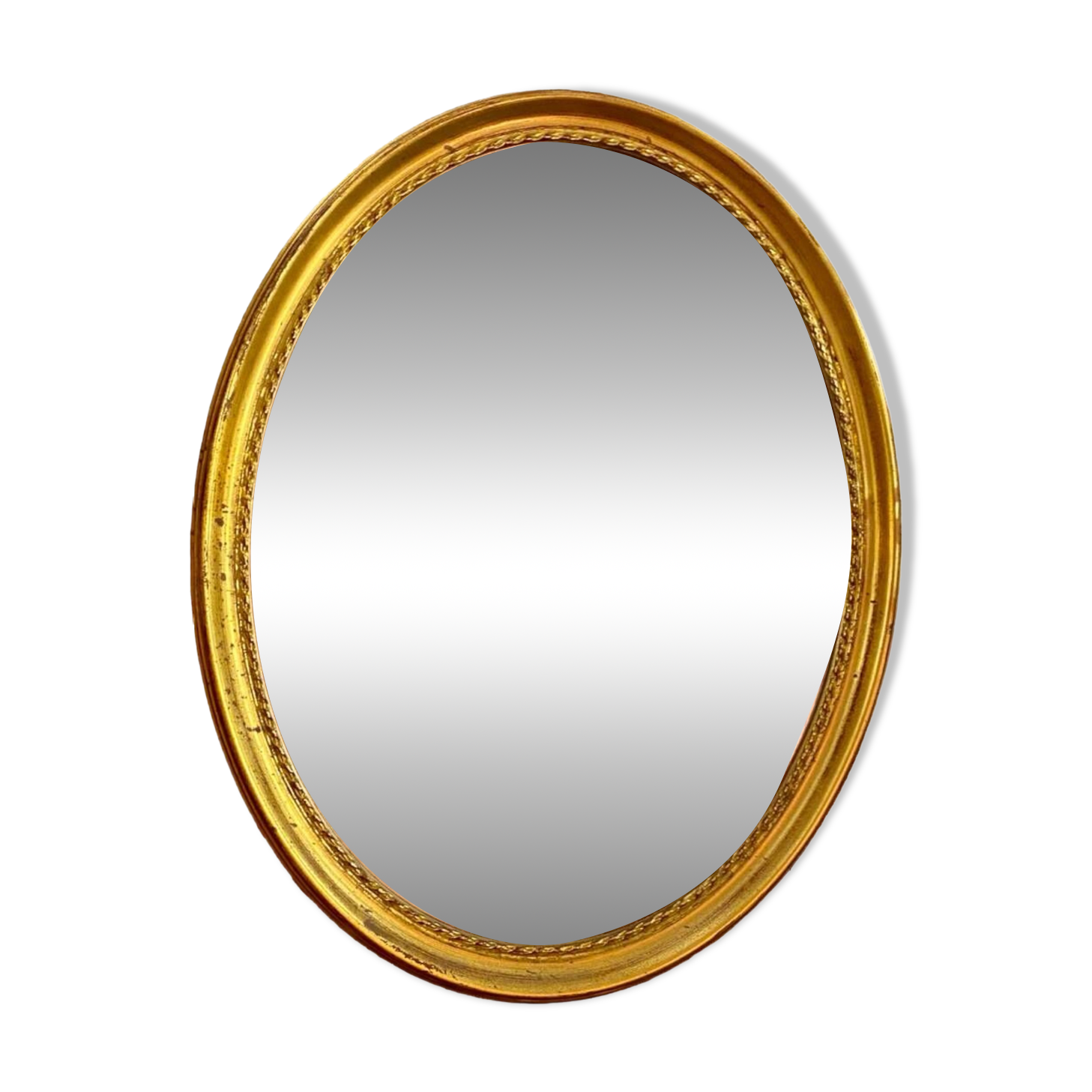 Miroir Deknudt ovale cadre doré.