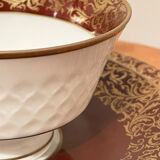 Reichenbach brown teacup trio set with saucer and plate, east-german fine china made in 1968-1990