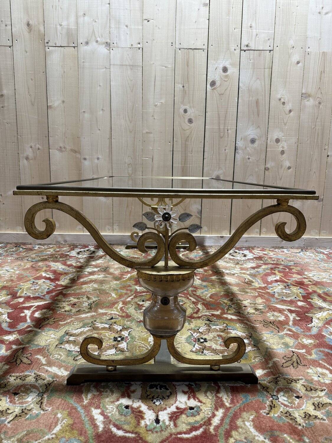Gold metal and glass coffee table attributed to the BAGUÈS house.