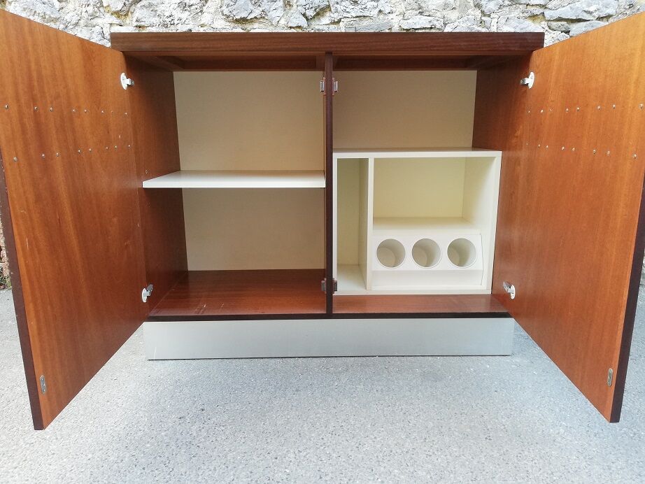 Exotic wood, belgium, 1960's brutalist bar cabinet