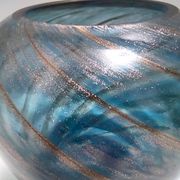 Blue Murano Glass Vase by Fratelli Toso with Bronze Aventurine