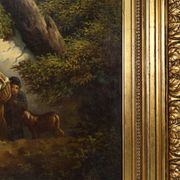 Tableau rococo avec cadre en bois doré, Belgique vers 1900