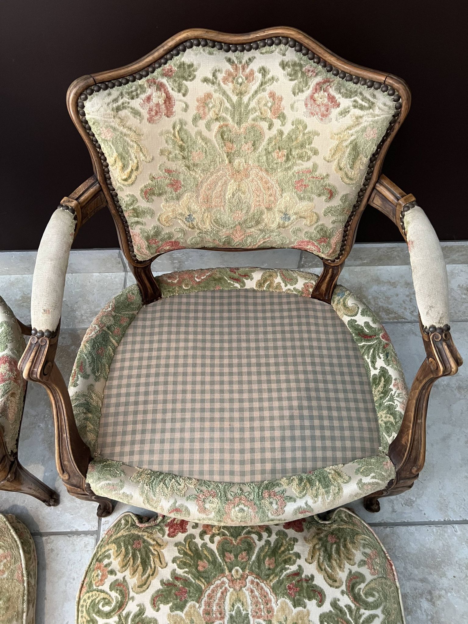 Pair of convertible armchairs, Lous XV style bergères