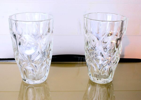 Paire de vase cristal taillé, France 1970's
