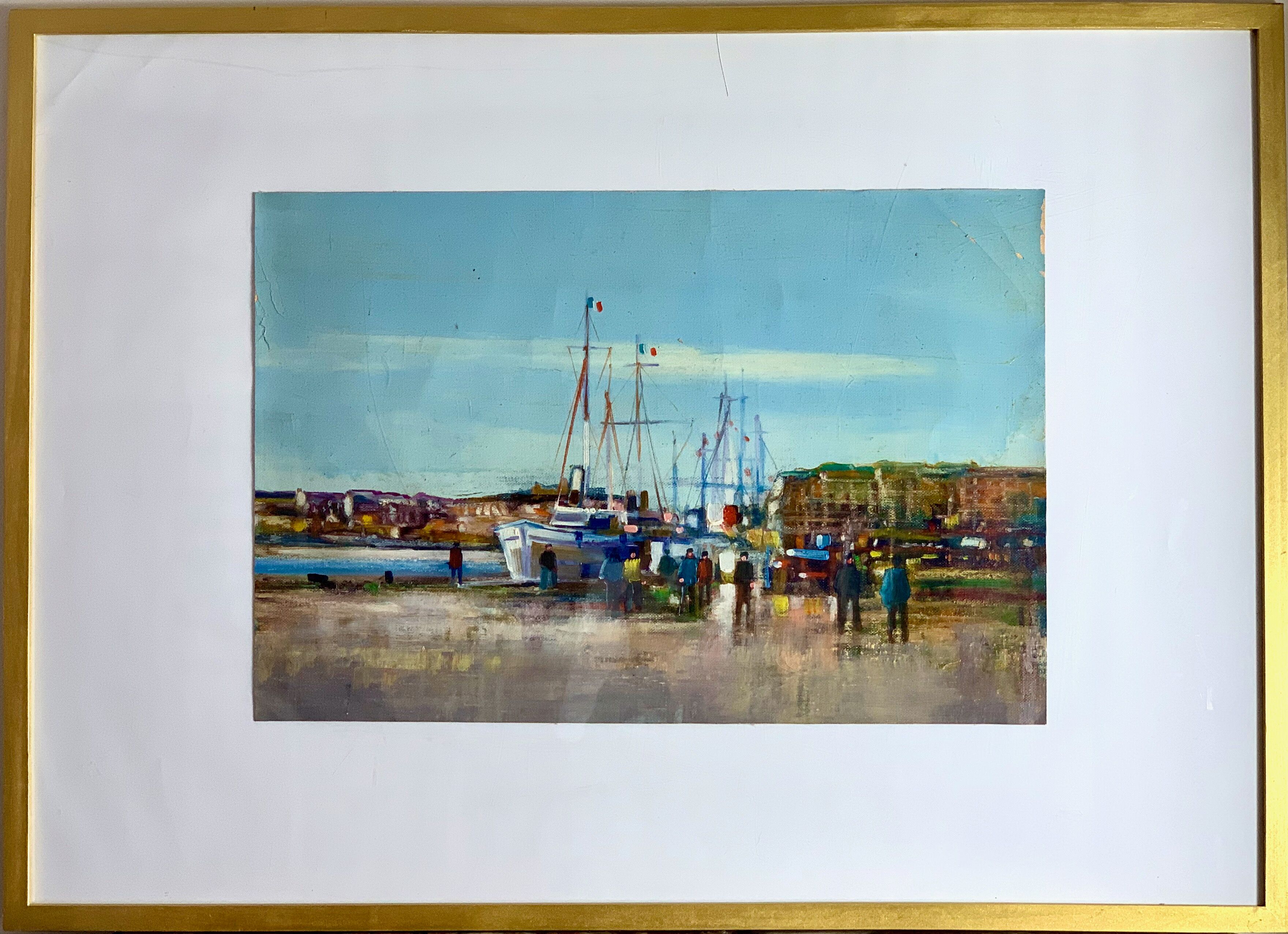 Oil on canvas framed representing the Breton port of Dahouët