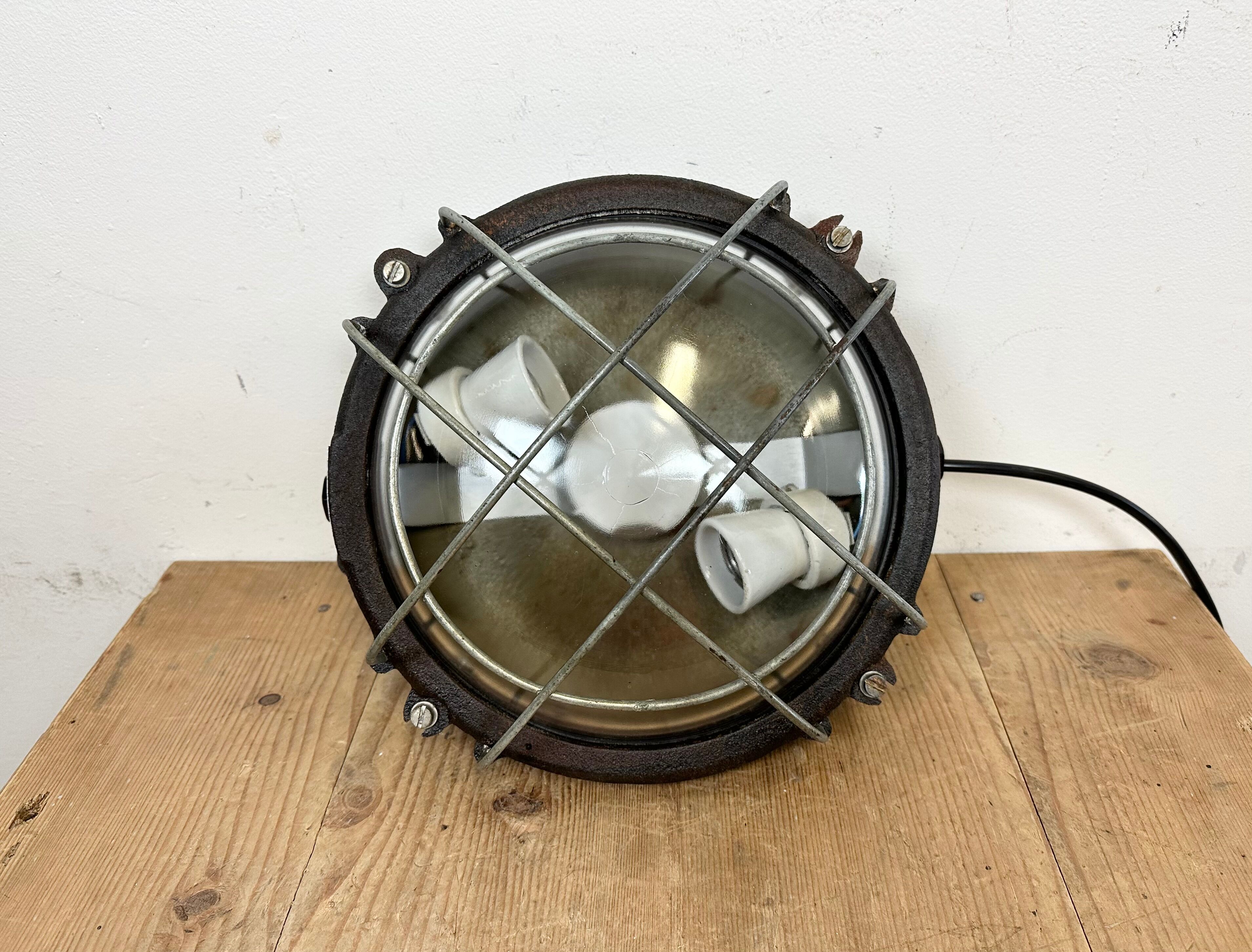 Black Industrial Cast Iron Wall or Ceiling Light from Elektrosvit, 1960s