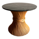 Bamboo rattan table McGuire with marble top