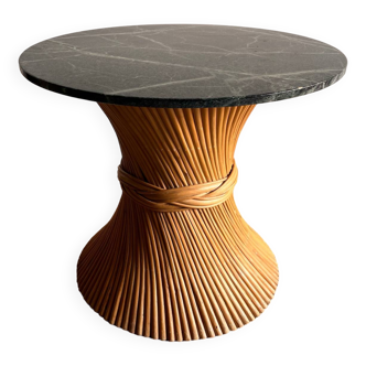 Bamboo rattan table McGuire with marble top