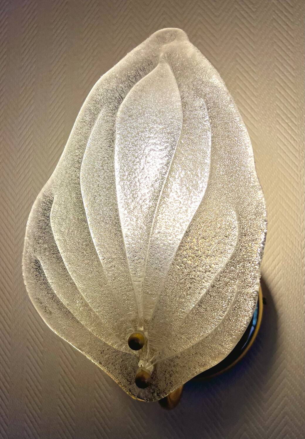 Murano Murano glass leaf wall lights 2 pairs offered.