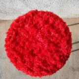 Tripod stool with vintage red moumoute seat