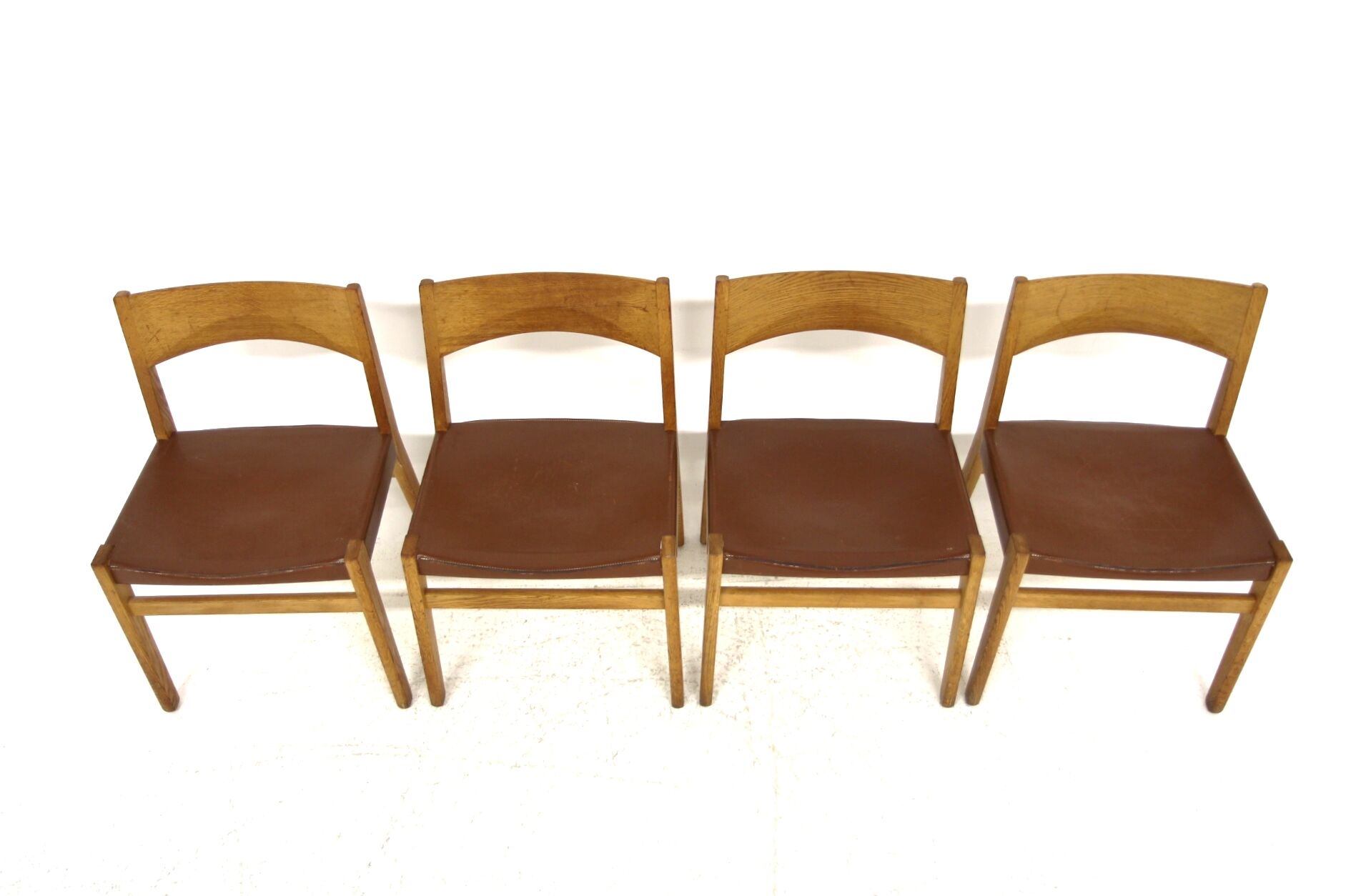 Set de 4 chaises en cuir, John Vedel-Rieper, Erhard Rasmussen, Danemark, 1960