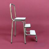 Vintage stepladder in Formica, wood and chromed metal