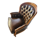 Pair of vintage Chesterfield club armchairs in brown tufted leather –