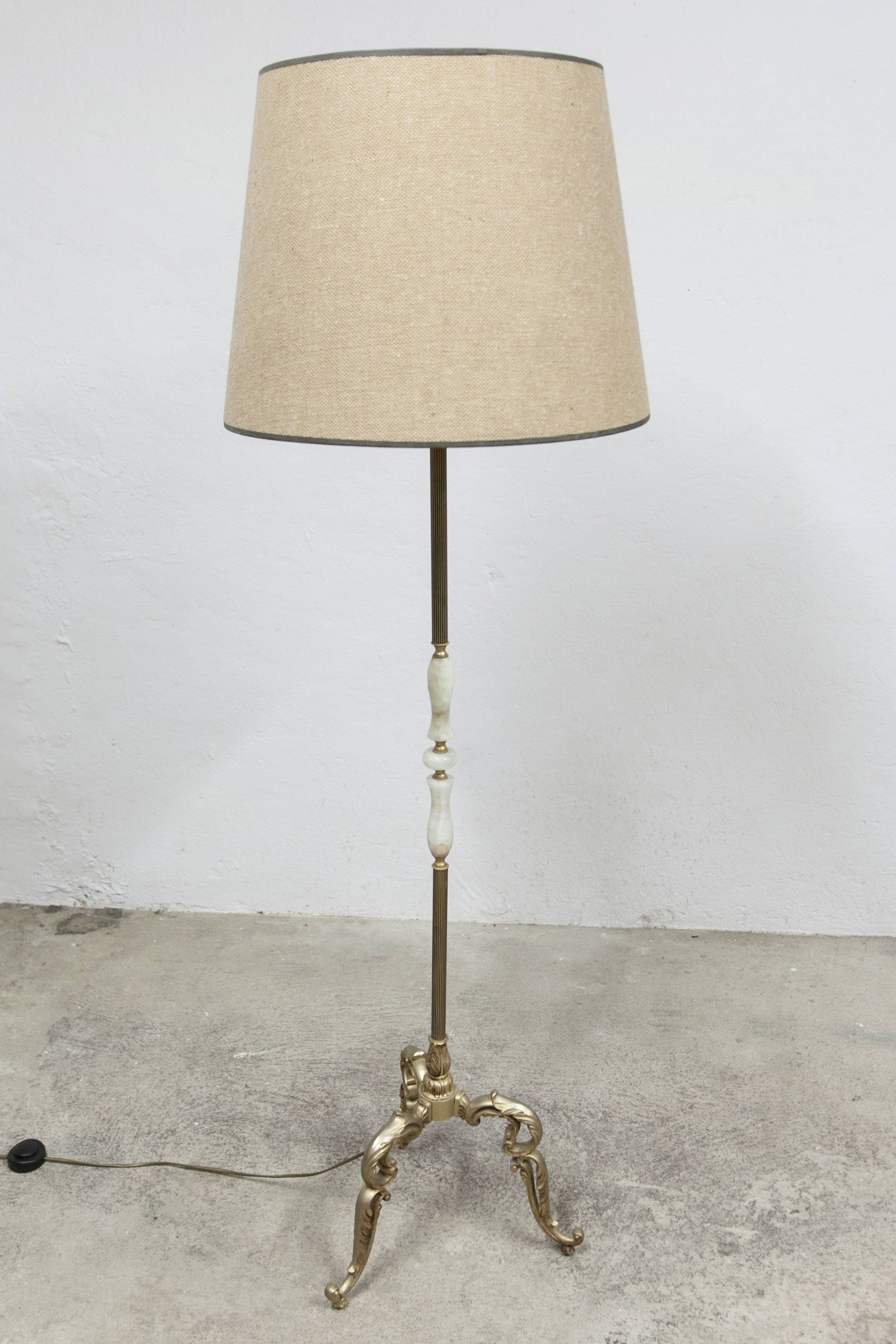 Bronze and white marble floor lamp 1960
