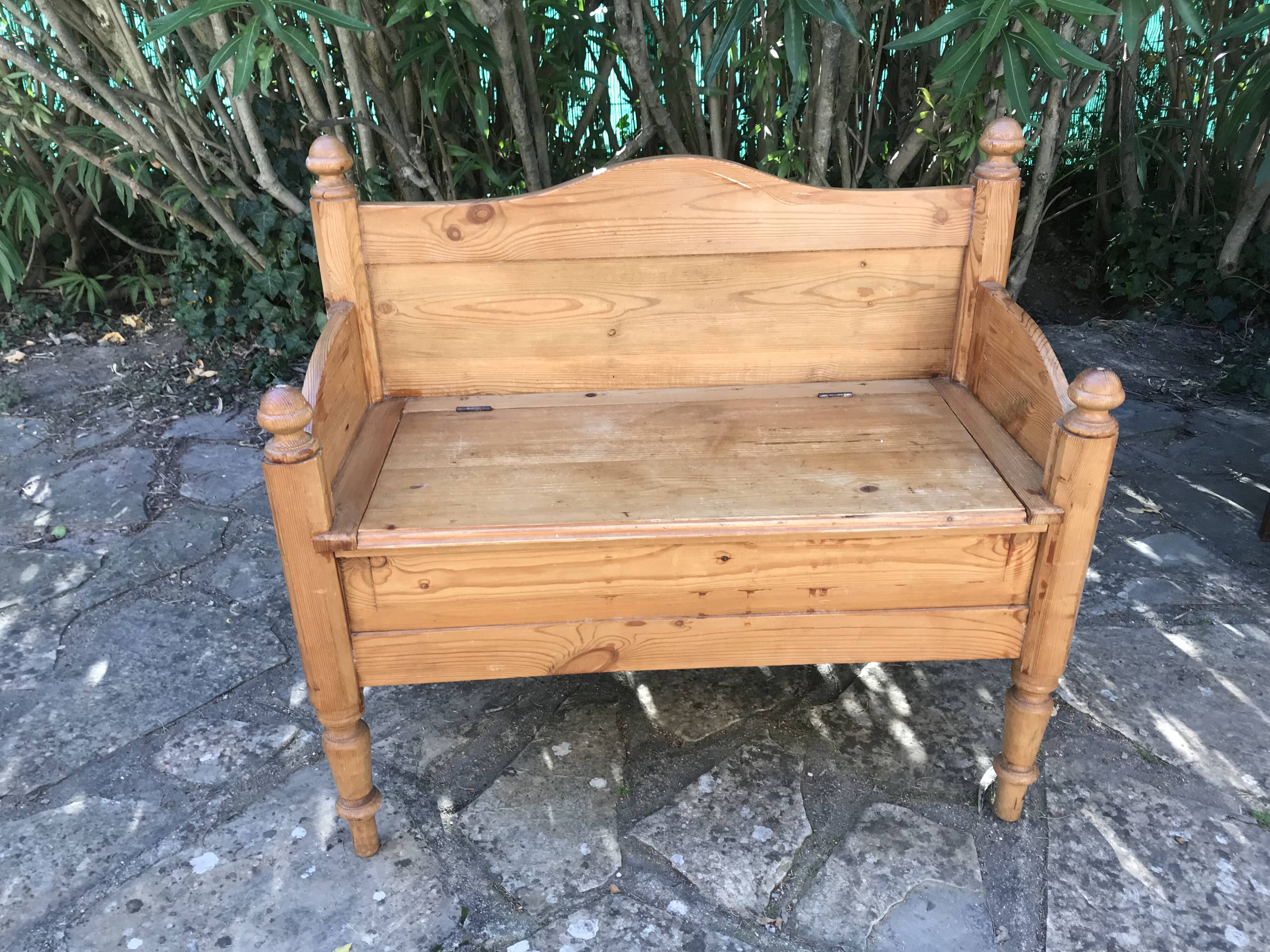 Vintage pine chest bench