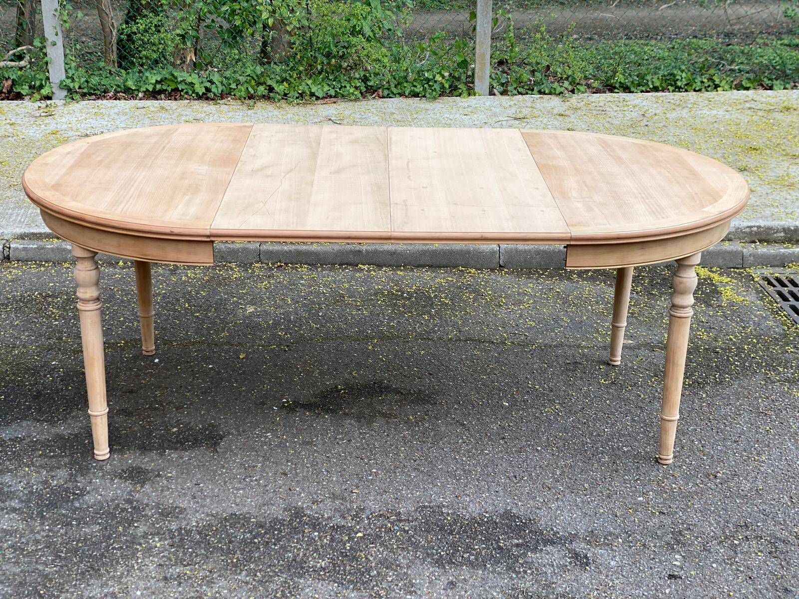 table à manger ronde extensible rénovée Louis Philippe 115-2215cm 20ème