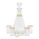 Carafe à liqueur française des années 1950 et cinq verres