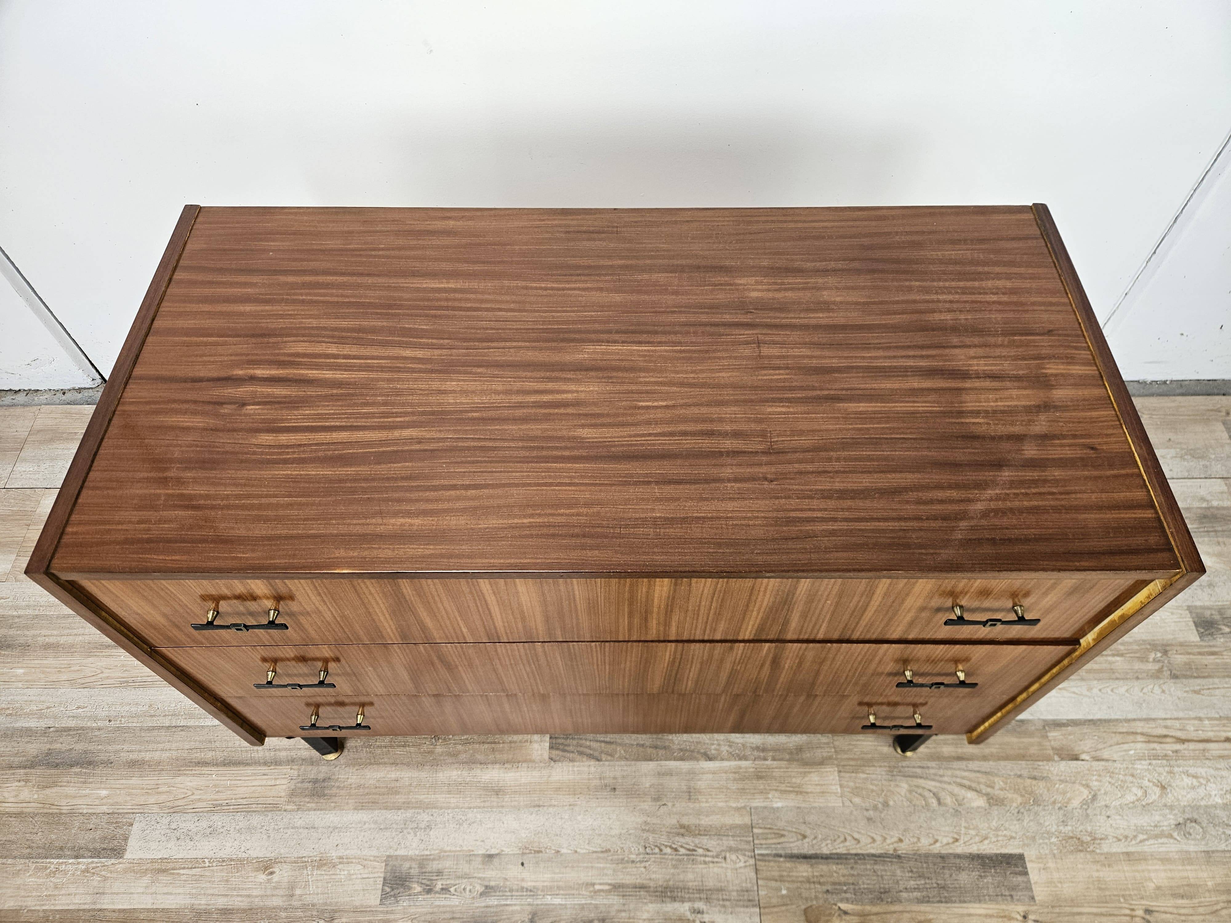 1960s teak three-drawer chest of drawers