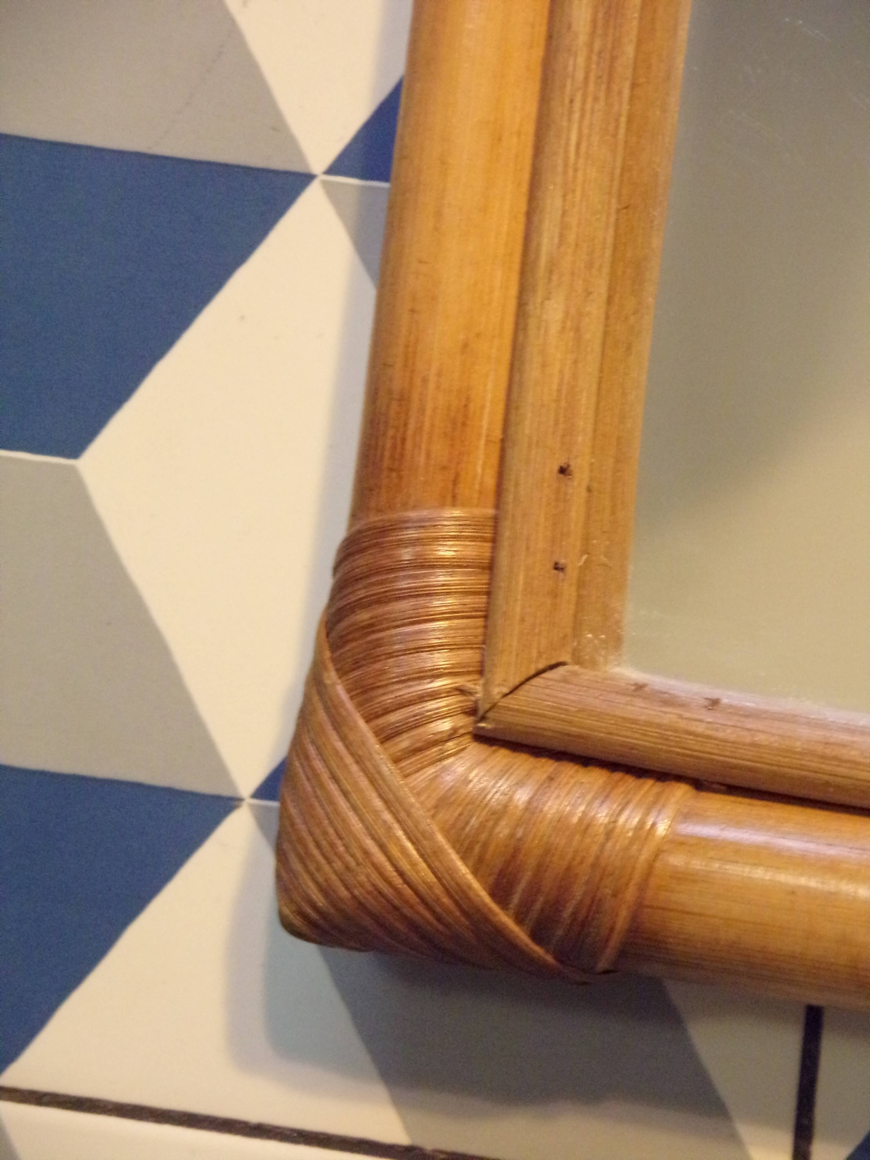 Vintage bamboo and rattan mirror 48X80cm