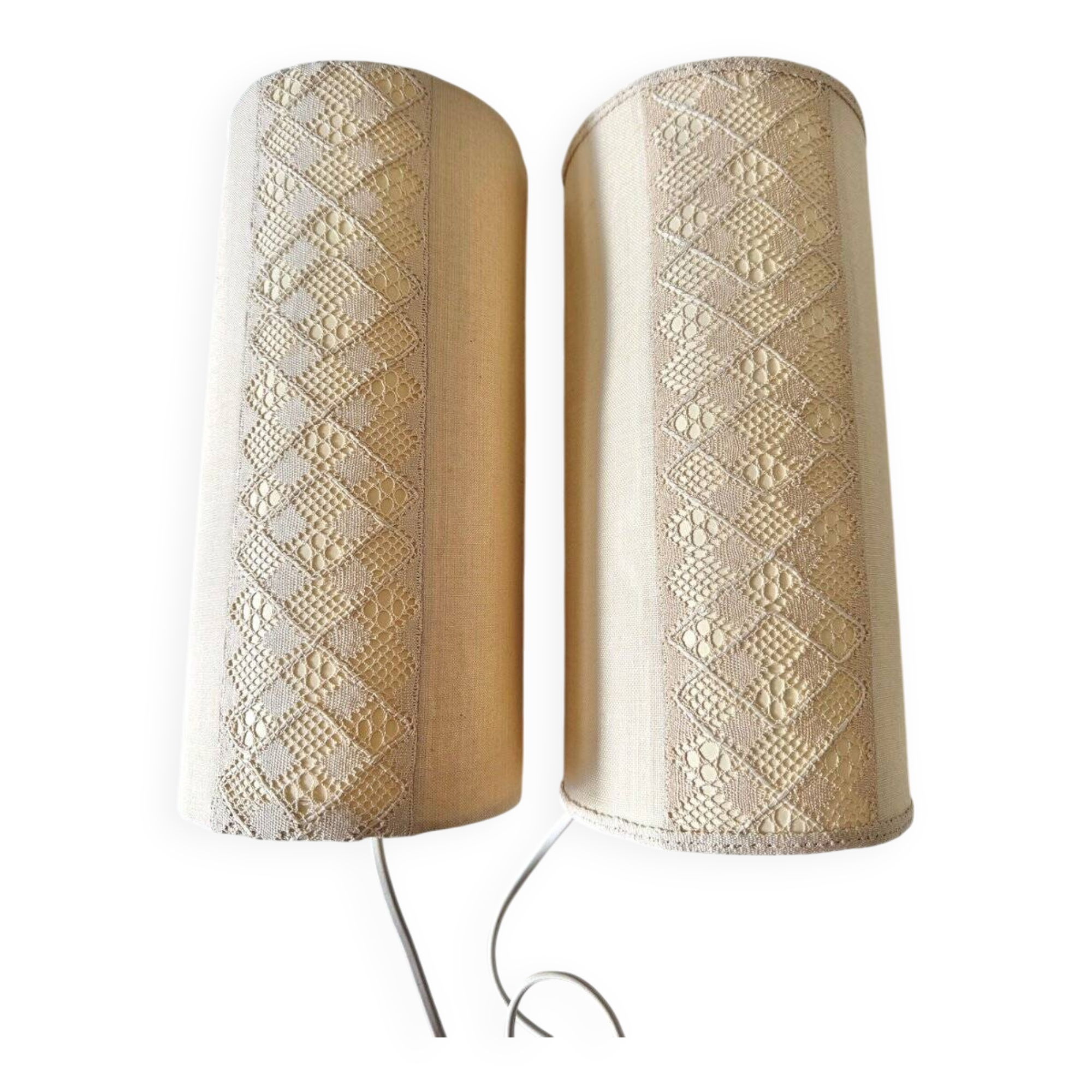 Vintage Swedish textile wall lamps, set of 2