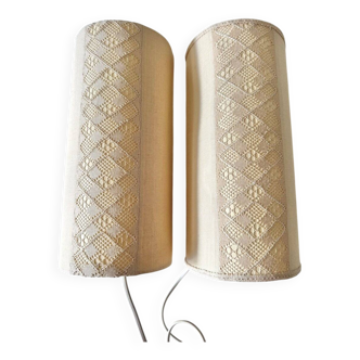 Vintage Swedish textile wall lamps, set of 2