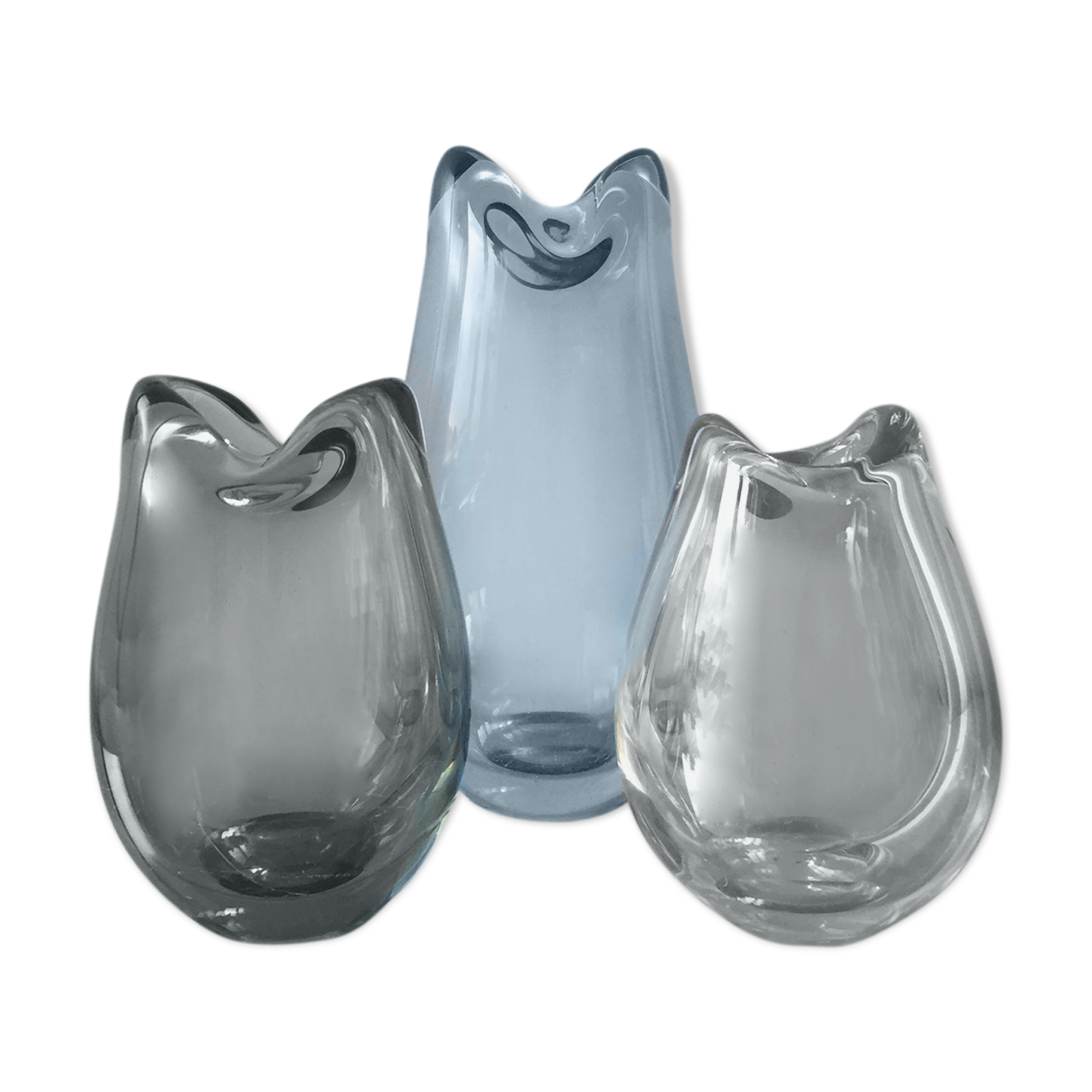 Set of 3 Holmegaard Vases by & Per Lutken 1954