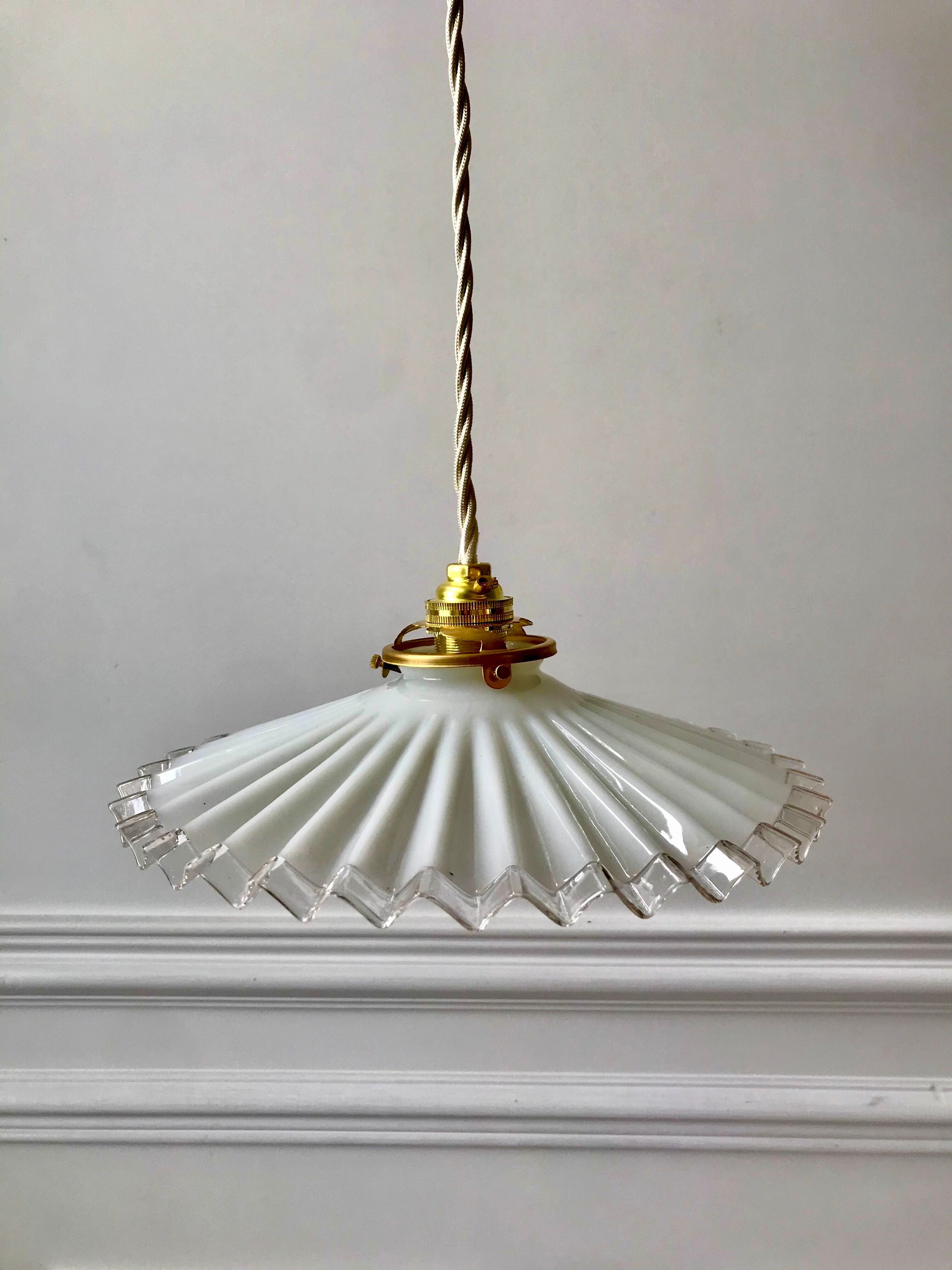suspension in pleated opaline early 20th century