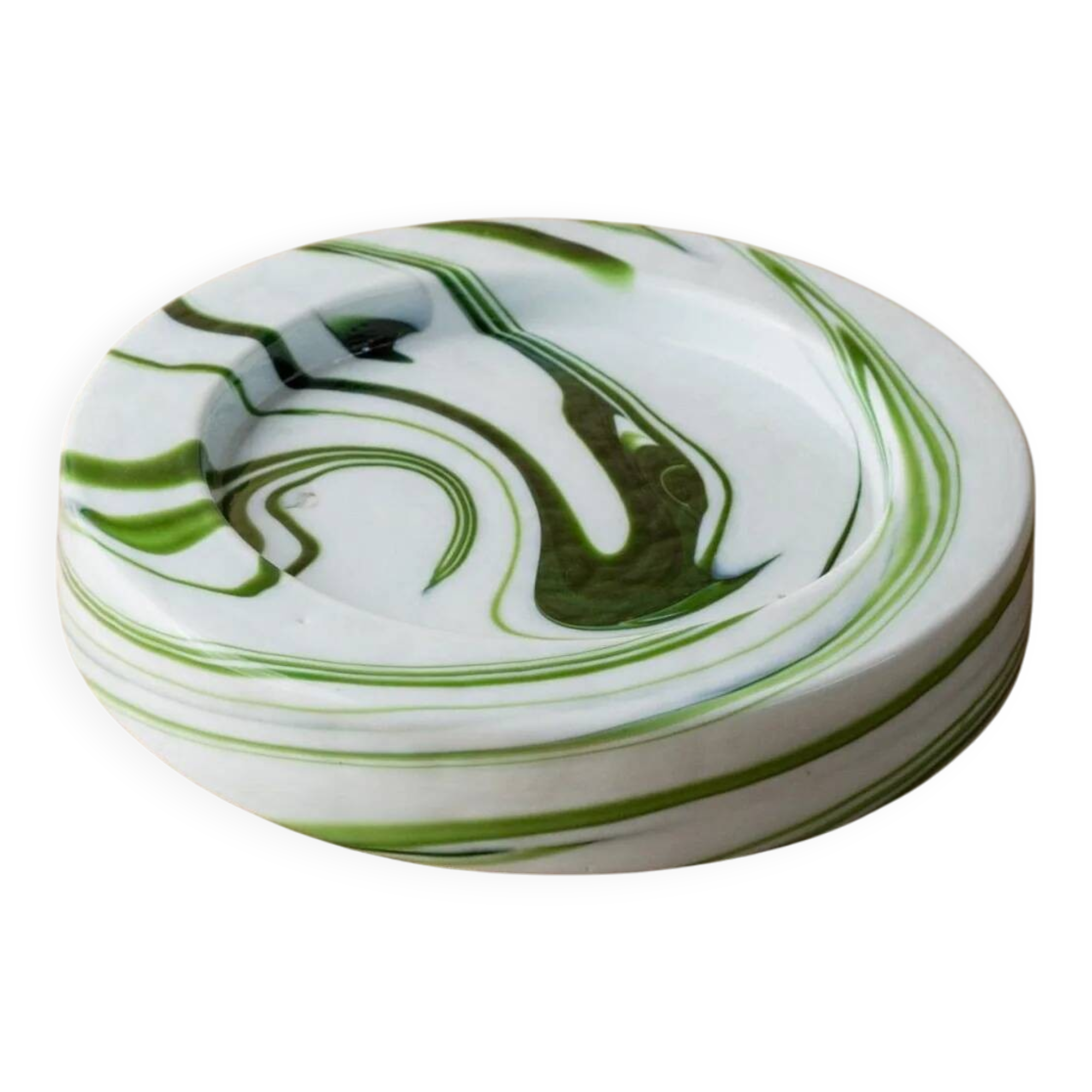 Vert Murano glass swirl bowl by Sergio Asti for Venini, Italian 1970s