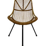 Tripod Rattan easy chair by Dirk van Sliedregt Rohe Noordwolde 1960 in the Netherlands
