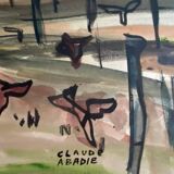 Watercolor/drawing on thick paper signed Claude ABADIE “L’abbaye”