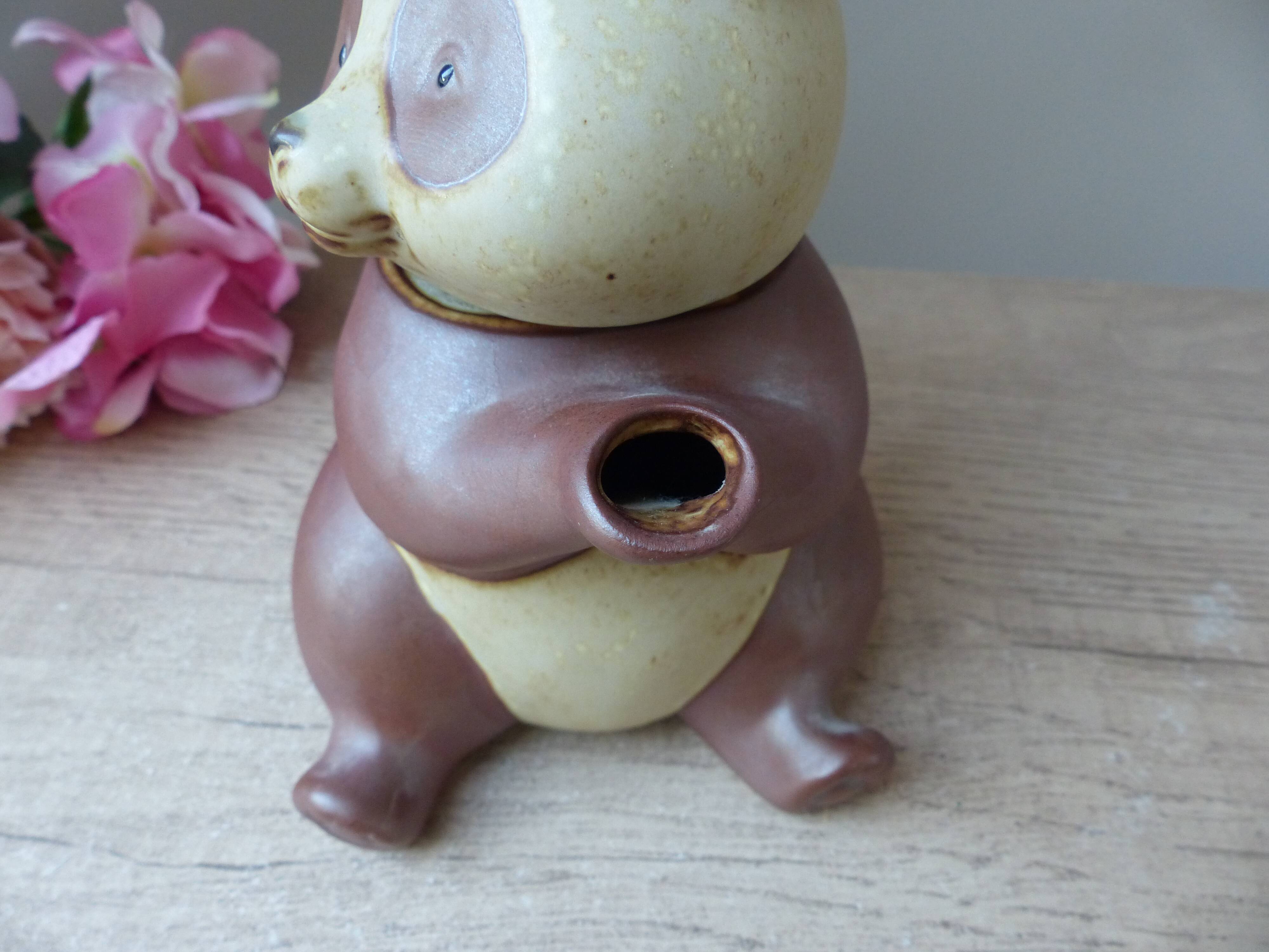 Vintage Authentic Zoomorphic Panda Teapot in Japanese Stoneware