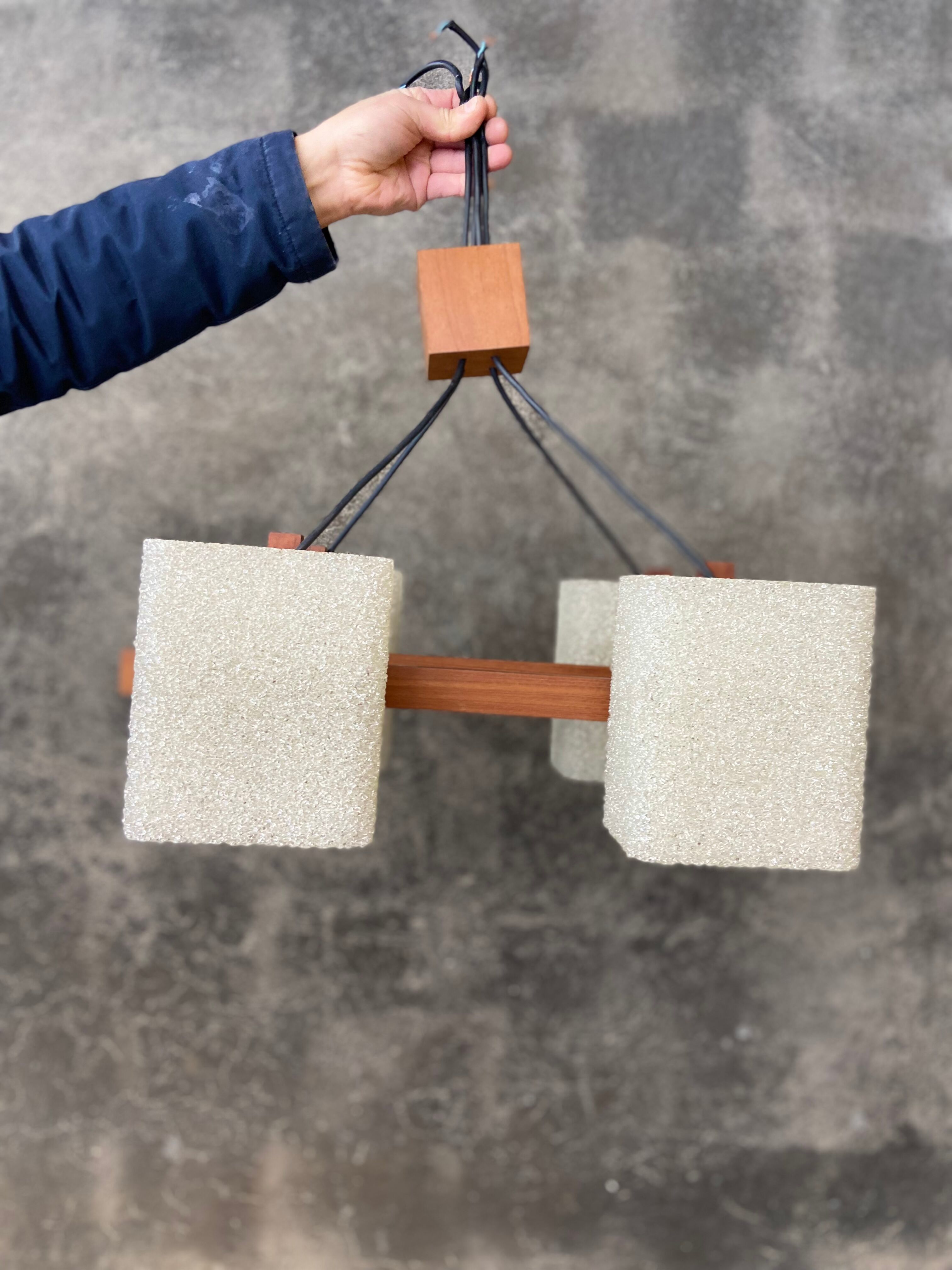 Scandinavian teak pendant chandelier