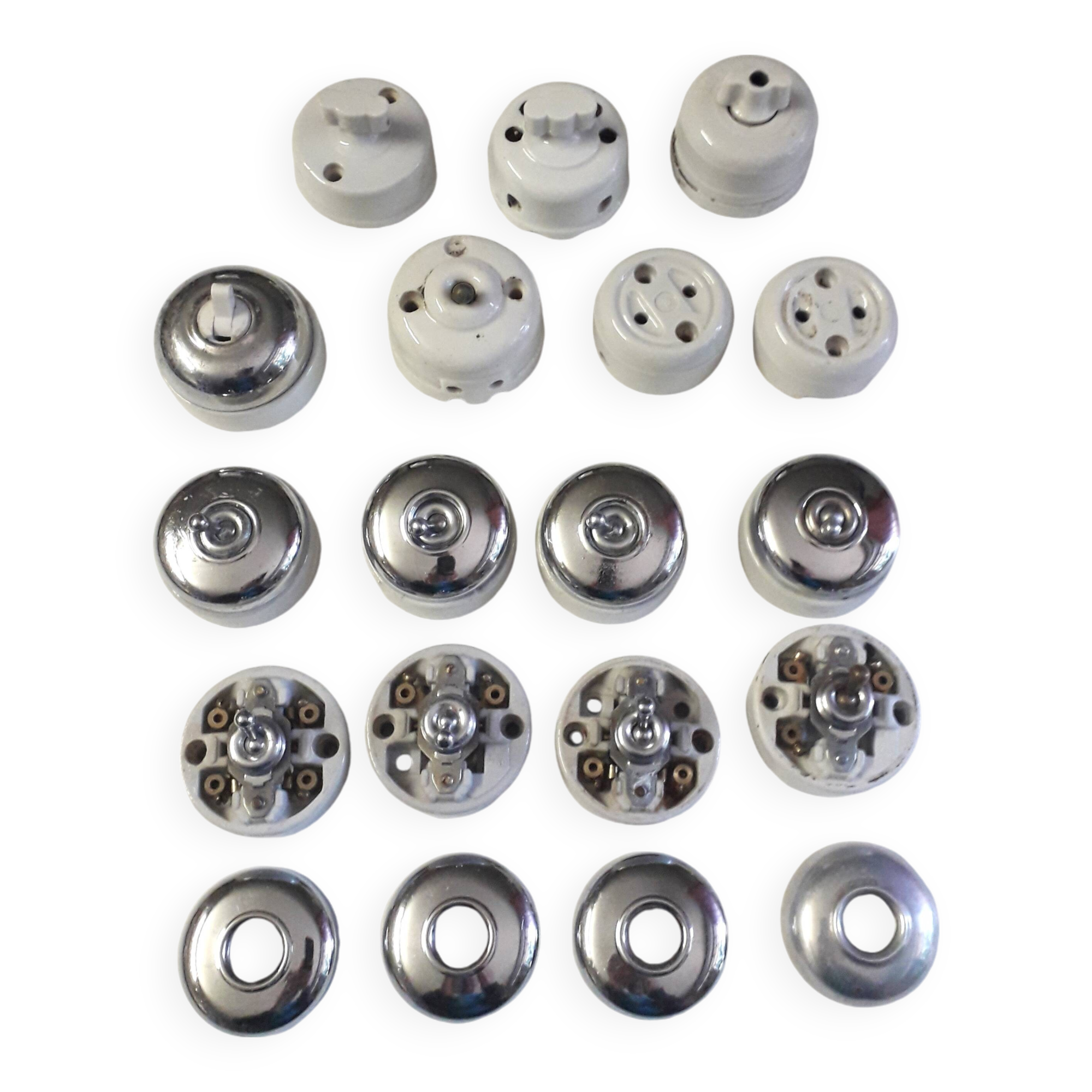Lot of old porcelain switches and sockets