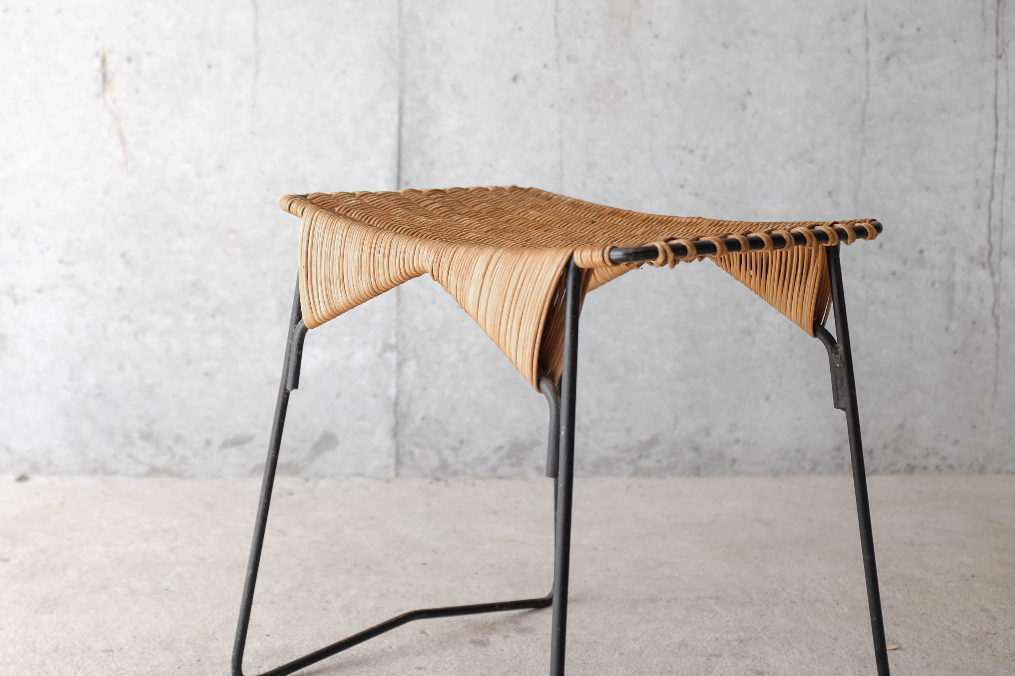 Stool metal and rattan years 60