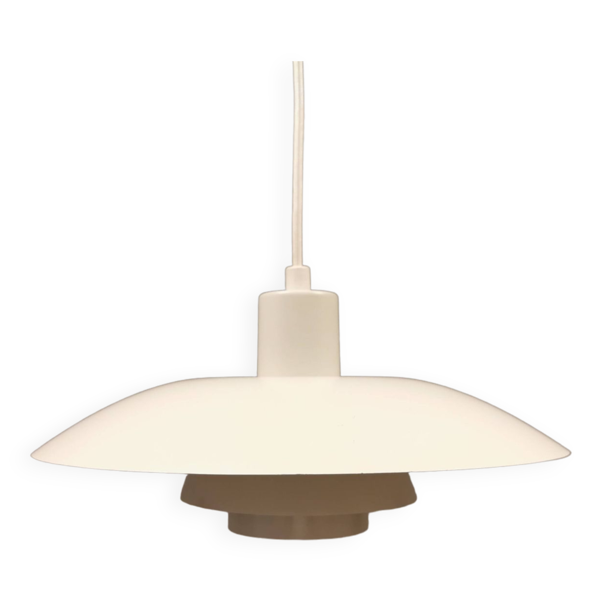 Older ph 4/3 hanging lamp, in white, with original orange dimmer.