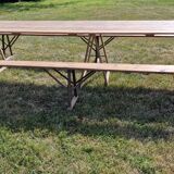 Large 400 cm harvest table and 2 benches 1960