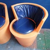 Pair of Tom Dixon orange tub chairs 1990s