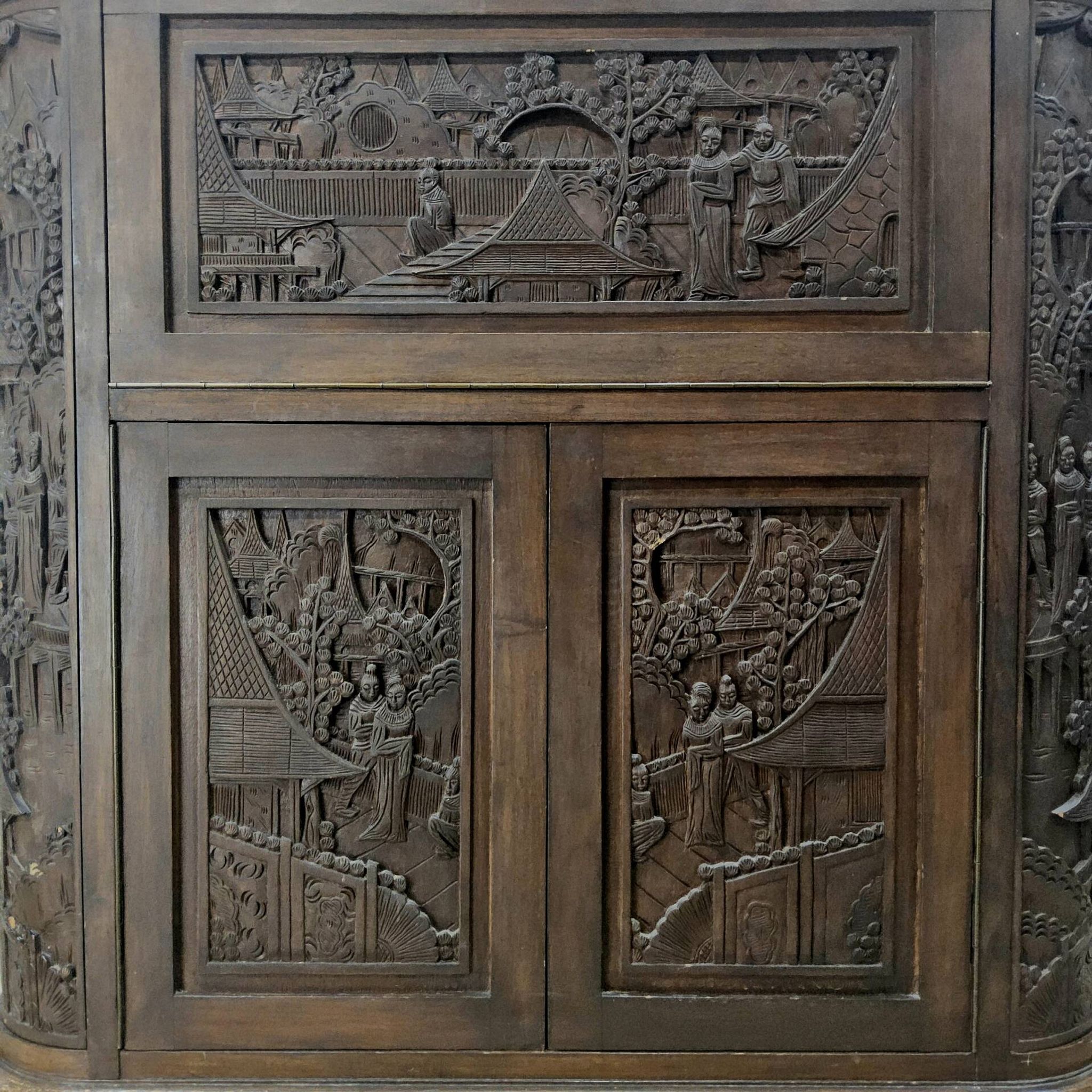 Vintage teak wooden Thai / Asian bar cabinet / drinks cabinet