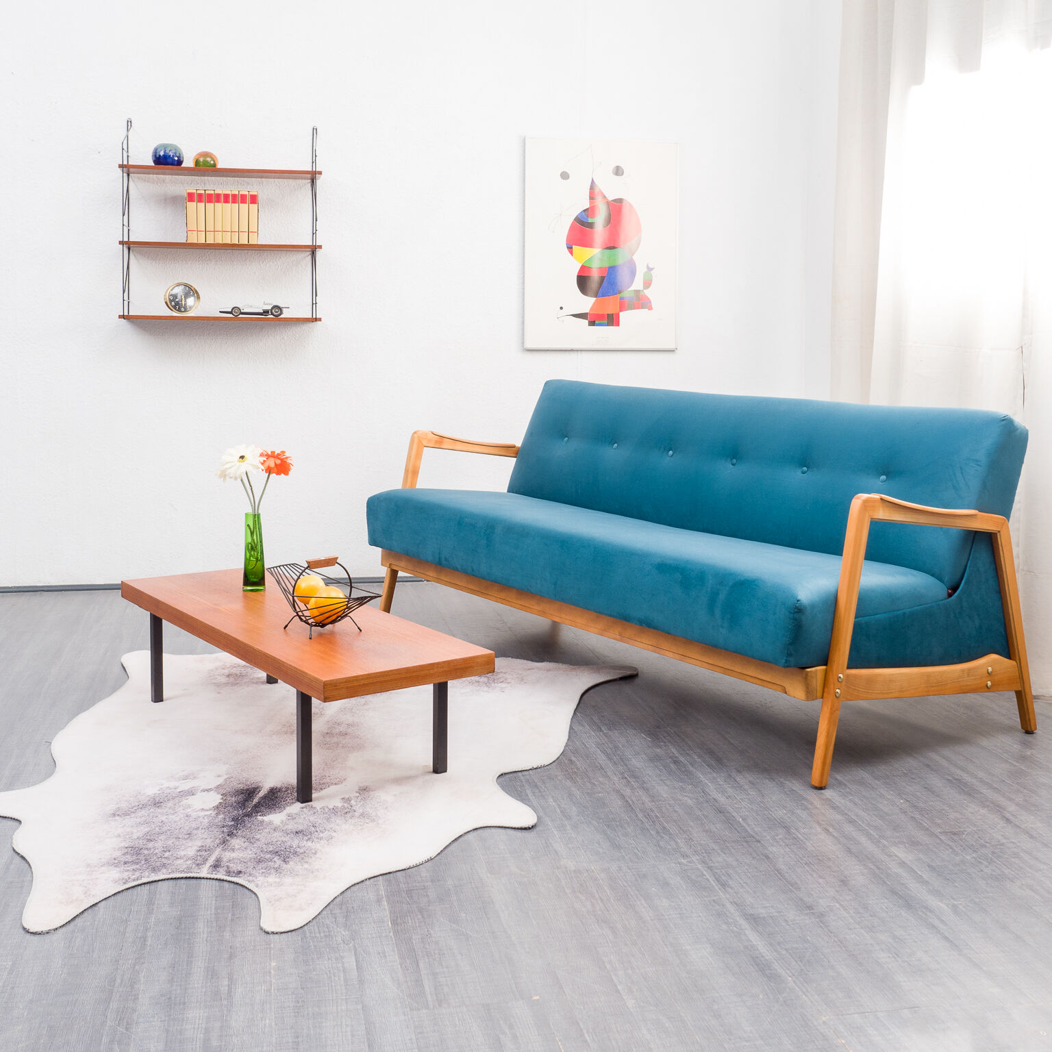 Vintage sofa, convertible, cherry, restored