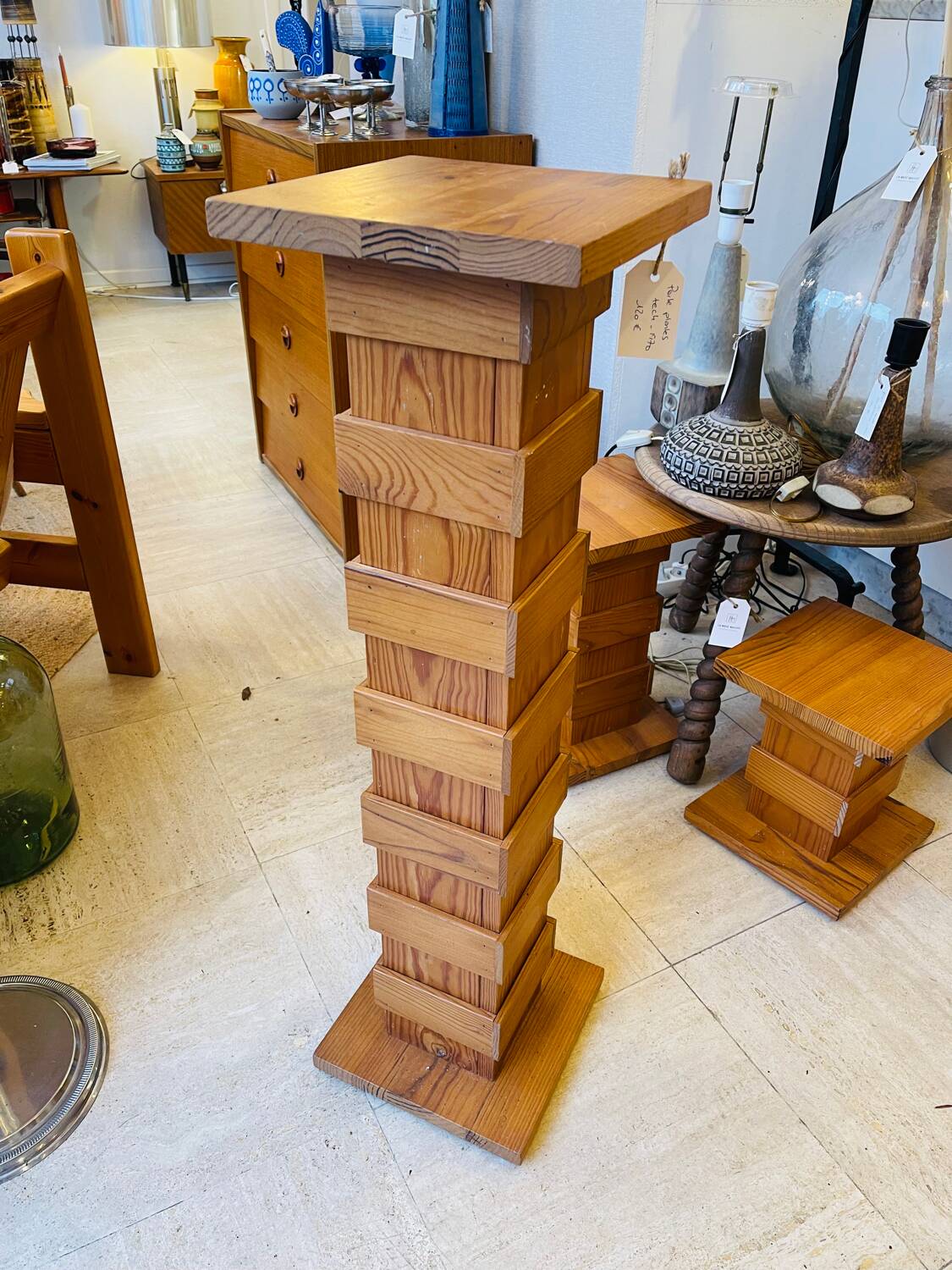 Scandinavian teak plant column, 1970