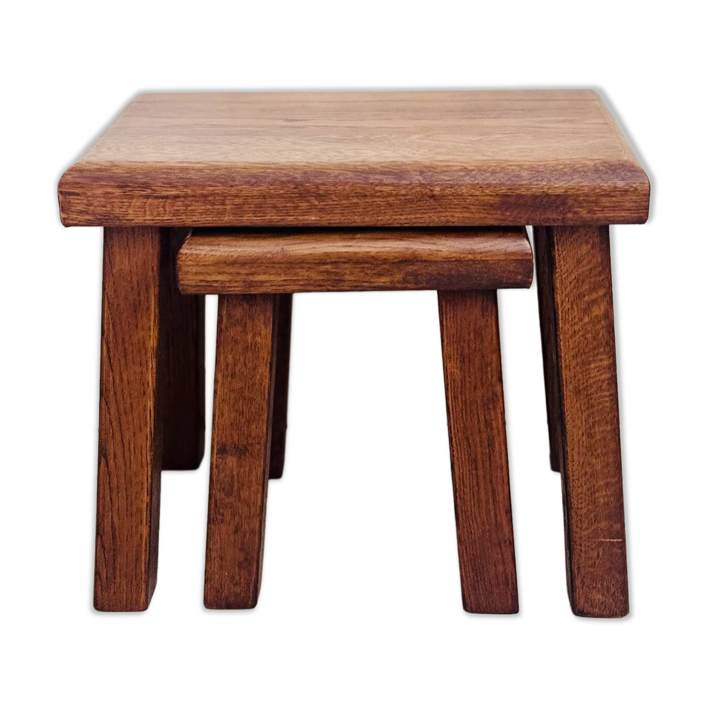 Vintage brutalist eiken nesting tables 1970’s