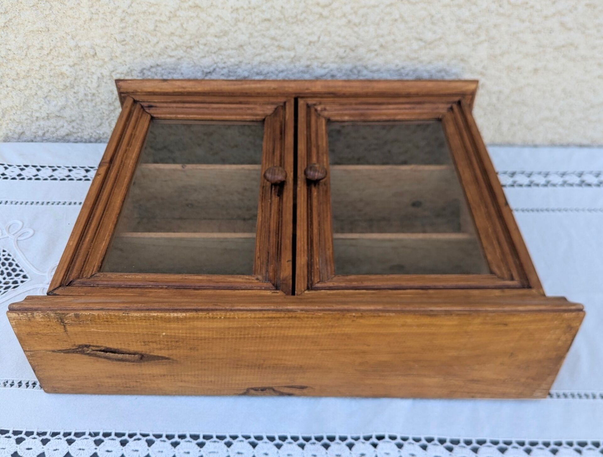 Small Wall Display Cabinet Pine Chalet Mountain Vintage Decor 60s 70s