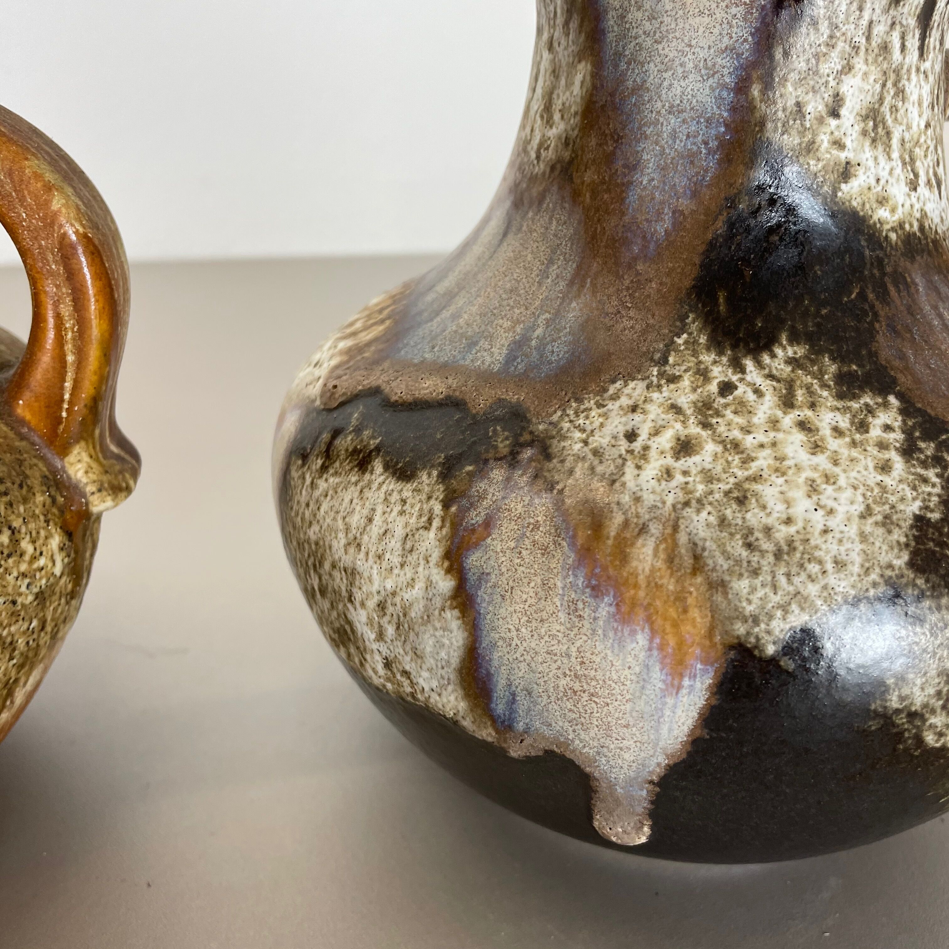 Set of Two Pottery Fat Lava Vases "Multi-Color" by Scheurich, Germany, 1970s